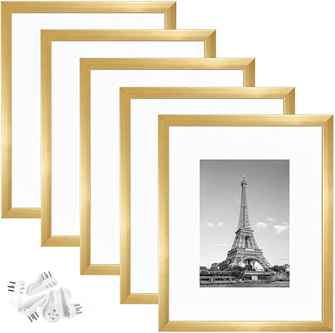 upsimples 8x10 Picture Frame Set of 5,Display Pictures 5x7 with Mat or 8x10 Without Mat,Wall Gall... | Amazon (US)