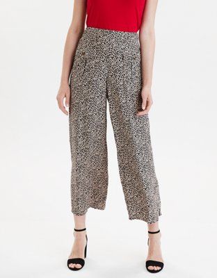 AE High-Waisted Leopard Wide Leg Pant | American Eagle Outfitters (US & CA)