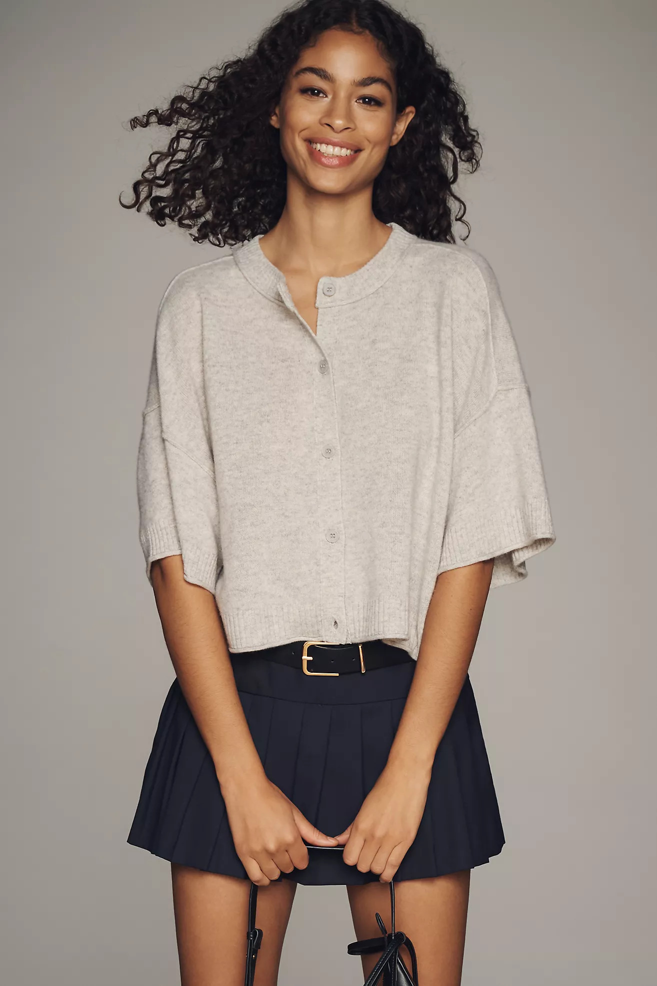 The Goldie Crew-Neck Cashmere Cardigan Sweater | Anthropologie (US)