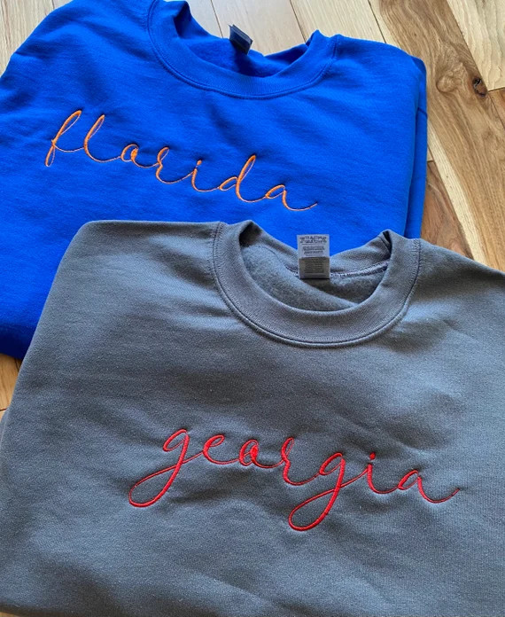 State Embroidered Sweatshirt College Game Day Sweatshirt | Etsy | Etsy (US)