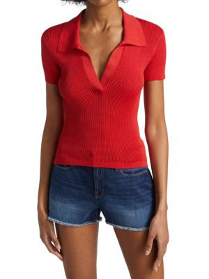 Alice + Olivia Daralee Fitted Polo Pullover on SALE | Saks OFF 5TH | Saks Fifth Avenue OFF 5TH