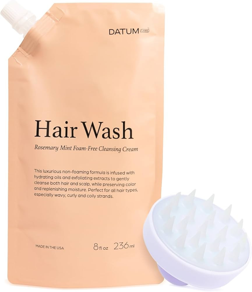 [8 oz] Datum Labs Hair Wash Hair Cleansing Cream + Scalp Brush for All Hair Types | Color Protect... | Amazon (US)
