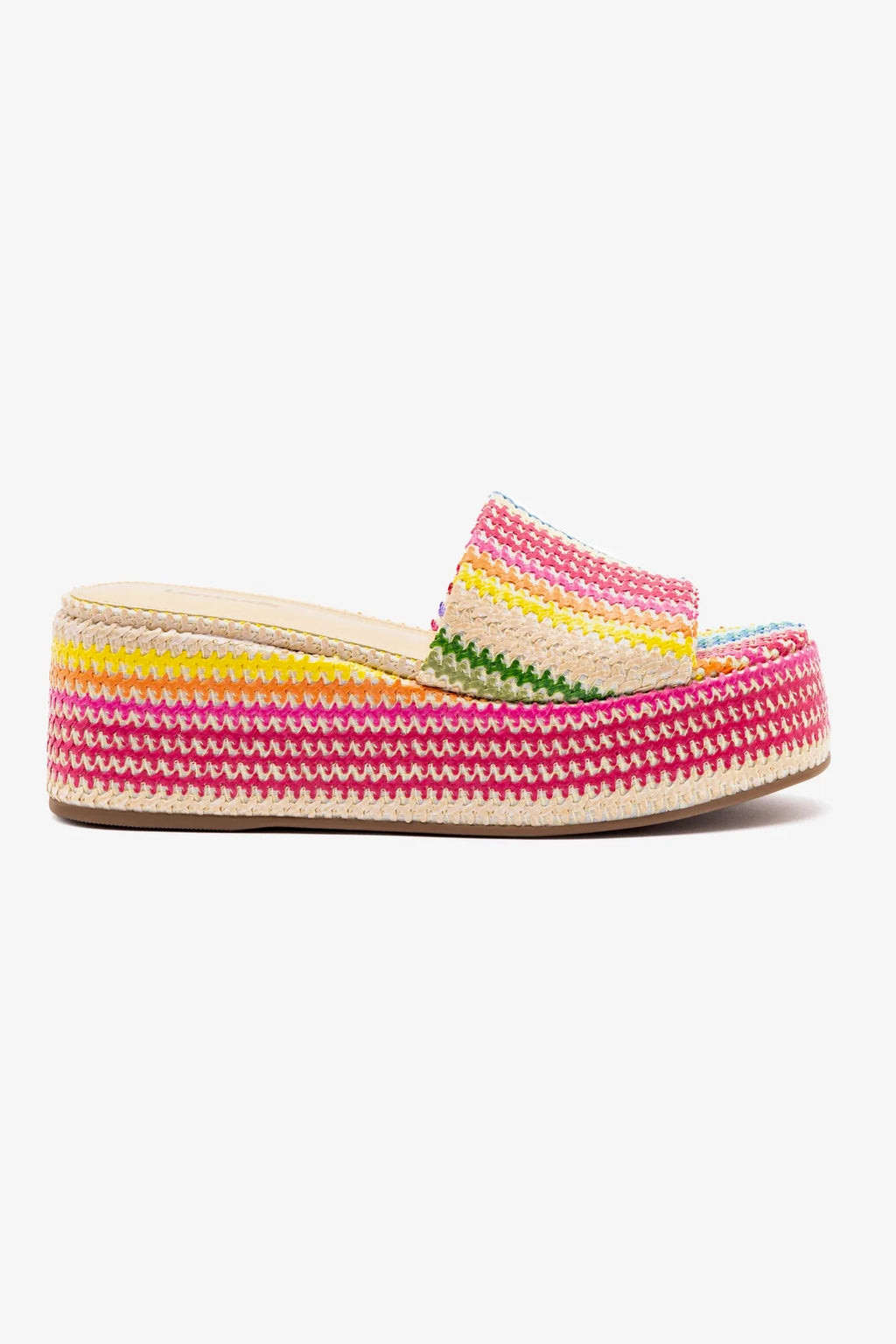 Alex Flatform Mule In Rainbow Raffia | Larroude
