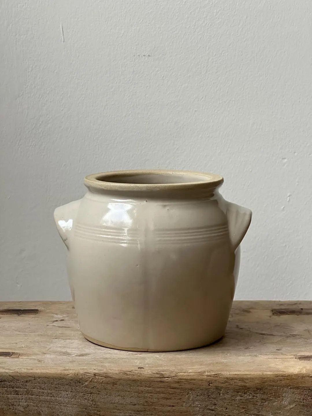 Small Antique French Stoneware Confit Pot, Vintage French Vessel, Confit Jar, White Organic Vase,... | Etsy (US)