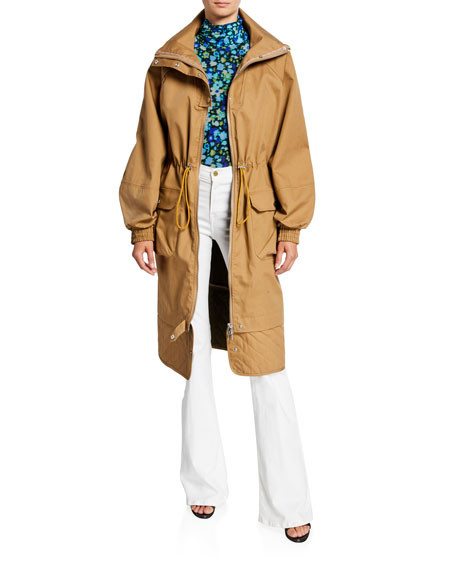 Ganni Double-Layer Cotton Parka Jacket | Bergdorf Goodman