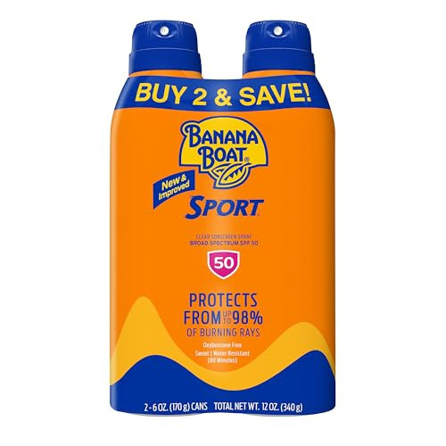 Banana Boat Sport Ultra SPF 50 Sunscreen Spray | Banana Boat Sunscreen Spray SPF 50, Water Resistant, Oxybenzone Free, Sunblock, 6oz each Twin Pack | Amazon (US)