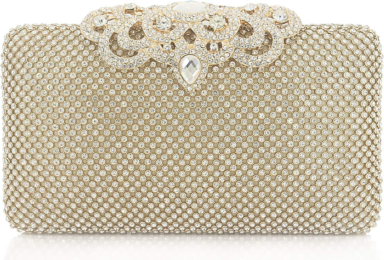 Dexmay Rhinestone Clutch Bag with Crystal Crown Clasp Women Evening Handbag Formal Party Purse | Amazon (US)