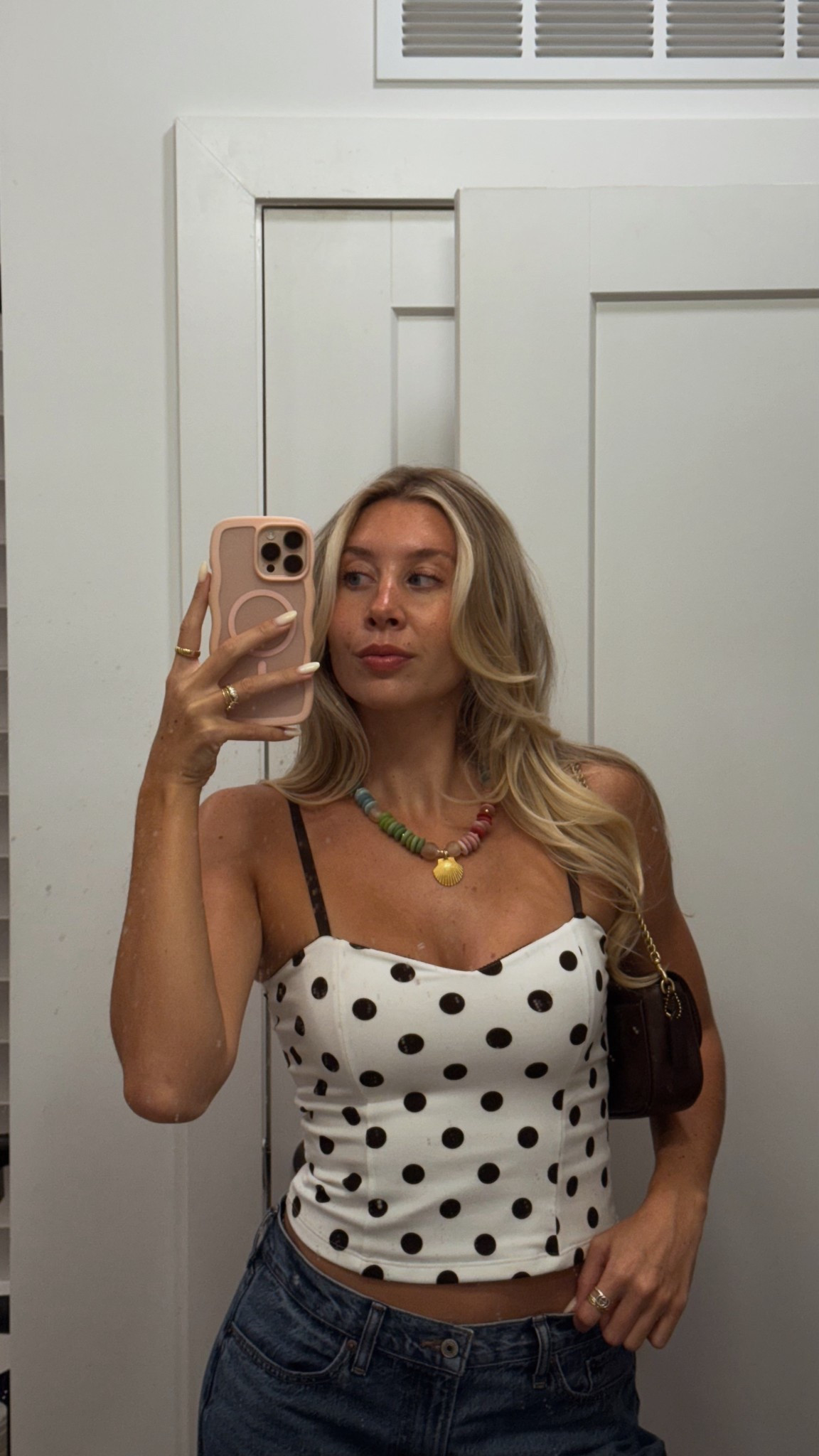 the perfect summer to fall transition night out fit! causal and chic! polka dots all summer … and all year 🤭 + the most perfect low rise jeans I’ve put on my body!! 

#LTKSeasonal #LTKStyleTip #LTKBeauty