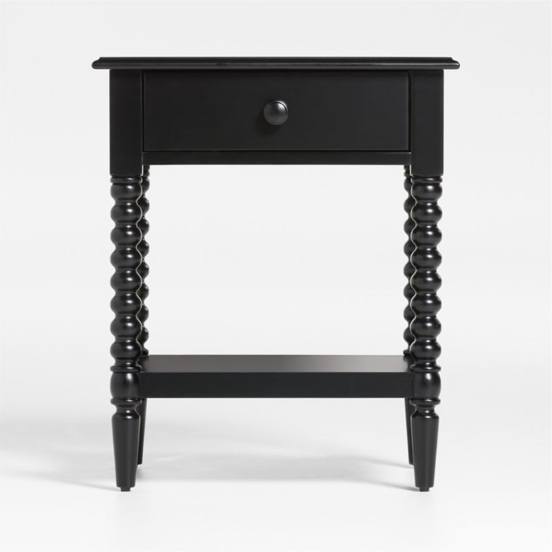 Jenny Lind Black Wood Spindle Kids Nightstand with Drawer + Reviews | Crate & Kids | Crate & Barrel