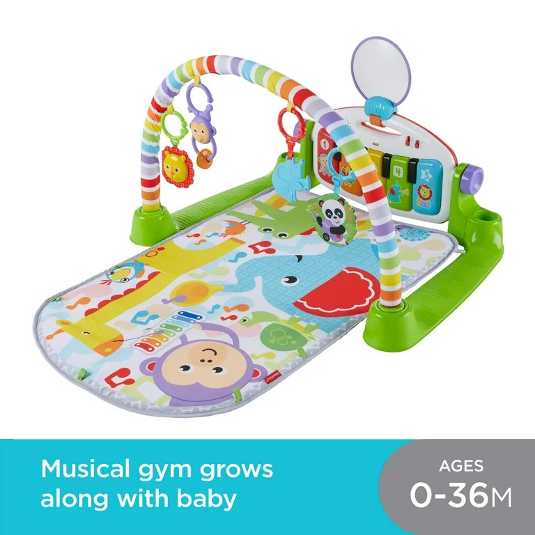 Fisher-Price Deluxe Kick & Play Piano Gym Infant Playmat with Electronic Learning Toy, Green | Walmart (US)