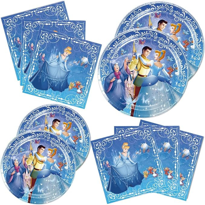 40Pack Cinderella Party Supplies include 20 plates, 20 napkinsfor Cinderella birthday party decor... | Amazon (US)