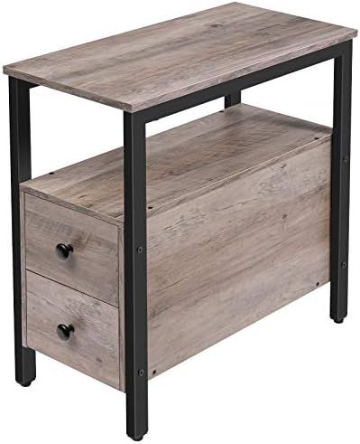 HOOBRO Side Table, Chairside Table with Drawer and Open Storage Shelf, Narrow Nightstand for Small S | Amazon (US)