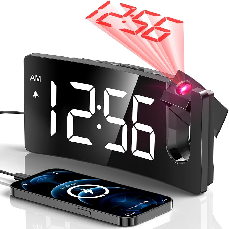 Projection Alarm Clock, Digital Clock with 180° Rotatable Projector, 3-Level Brightness Dimmer, ... | Amazon (US)