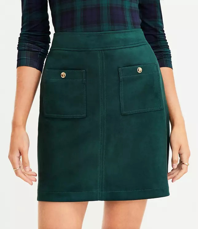 Faux Suede Pocket Shift Skirt | LOFT