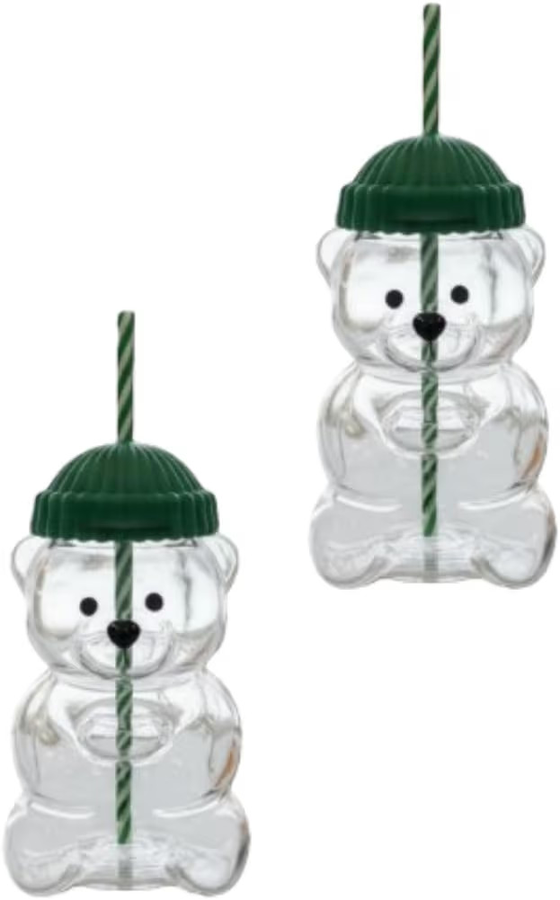 2025 New Bear Straw Cup, Cute Bear Glass Cup With Straw 20oz, Cute Mugs, Coffee Beer Wine Cocktai... | Amazon (US)