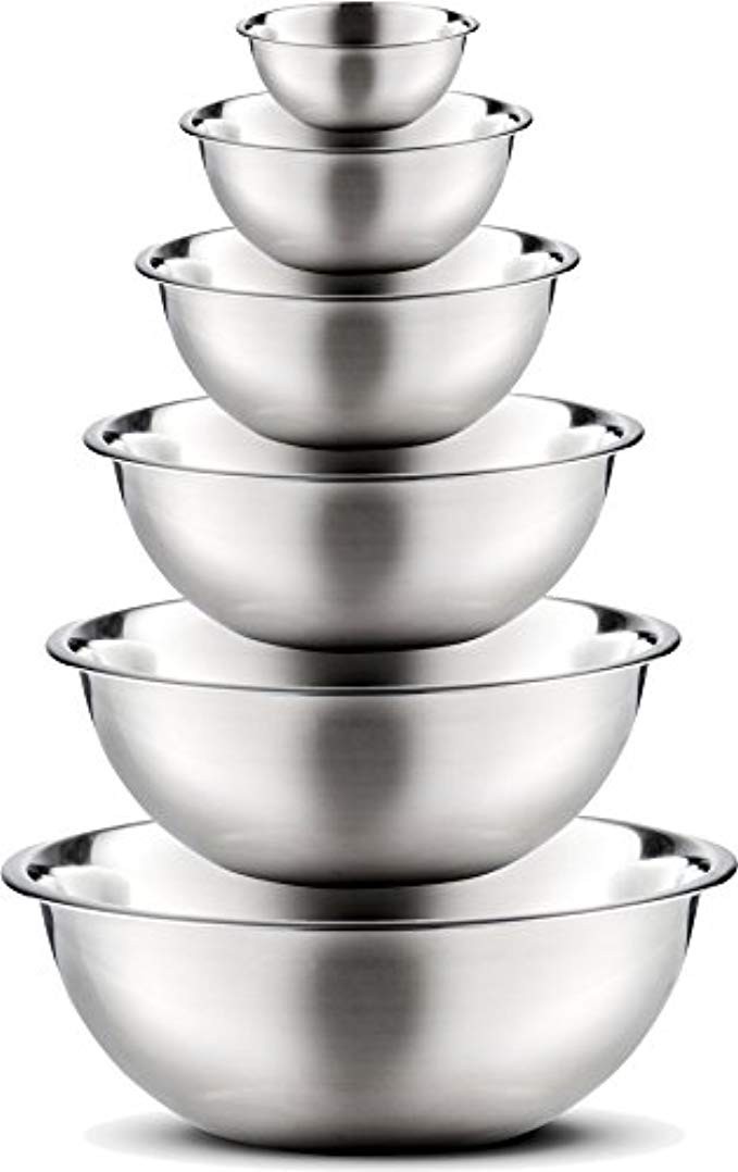 Stainless Steel Mixing Bowls by Finedine (Set of 6) Polished Mirror Finish Nesting Bowl, ¾ - 1.5-3 - | Amazon (US)