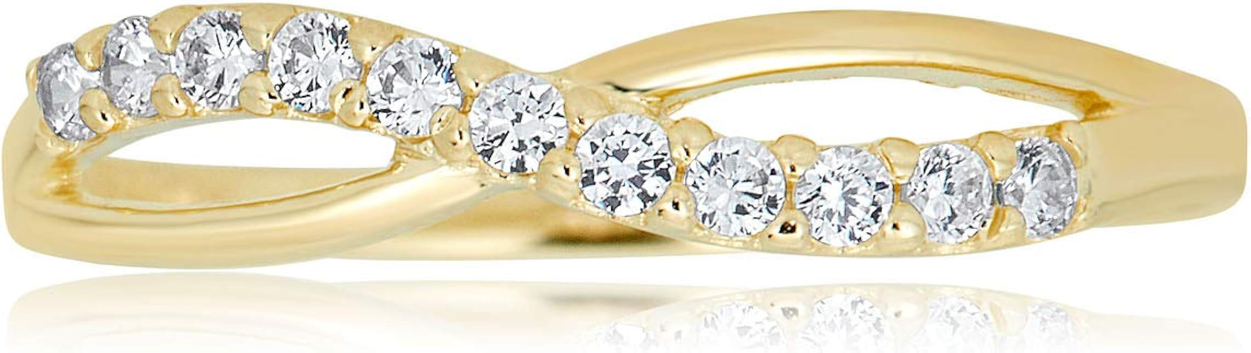 AVORA 10K Yellow Gold Simulated Diamond CZ Cross-Over Infinity Twist Band Ring | Amazon (US)