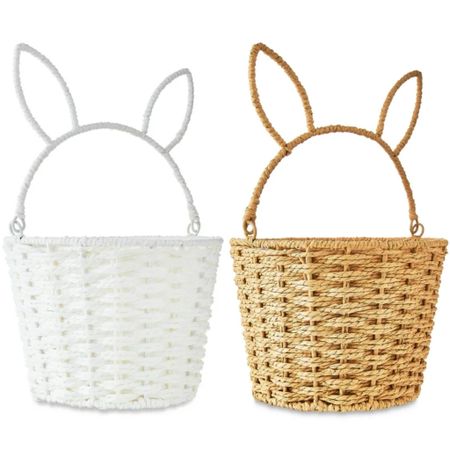 The cutest $9 wicker Easter baskets from Walmart! Handle folds down. 
. 

#LTKfindsunder50 #LTKSeasonal #LTKkids