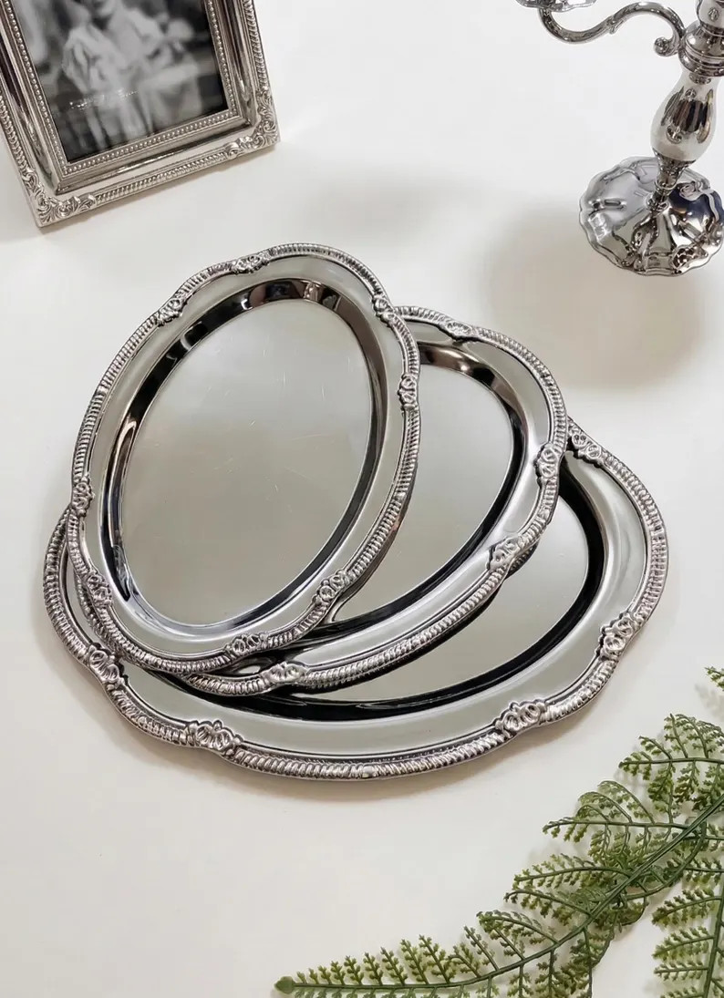 Ornate Vintage Style Silver Oval Tray | Individually or as a Set of 3 | Decorative Metal Catchall... | Etsy (Global)
