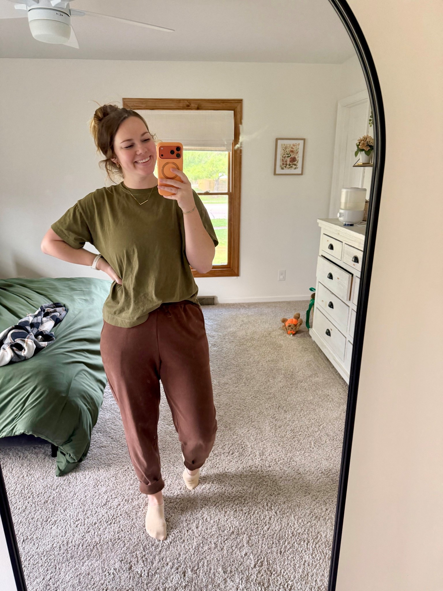 I live in these tshirts! 100% cotton and easy to dress up or down. On sale for $12! I added the Autumn palette approved colors to this post! 🍂🫶🏻❤️ I order size M! Still also obsessed with my apricot phone case 🤗🧡

#LTKSeasonal #LTKmomlife #LTKSaleAlert