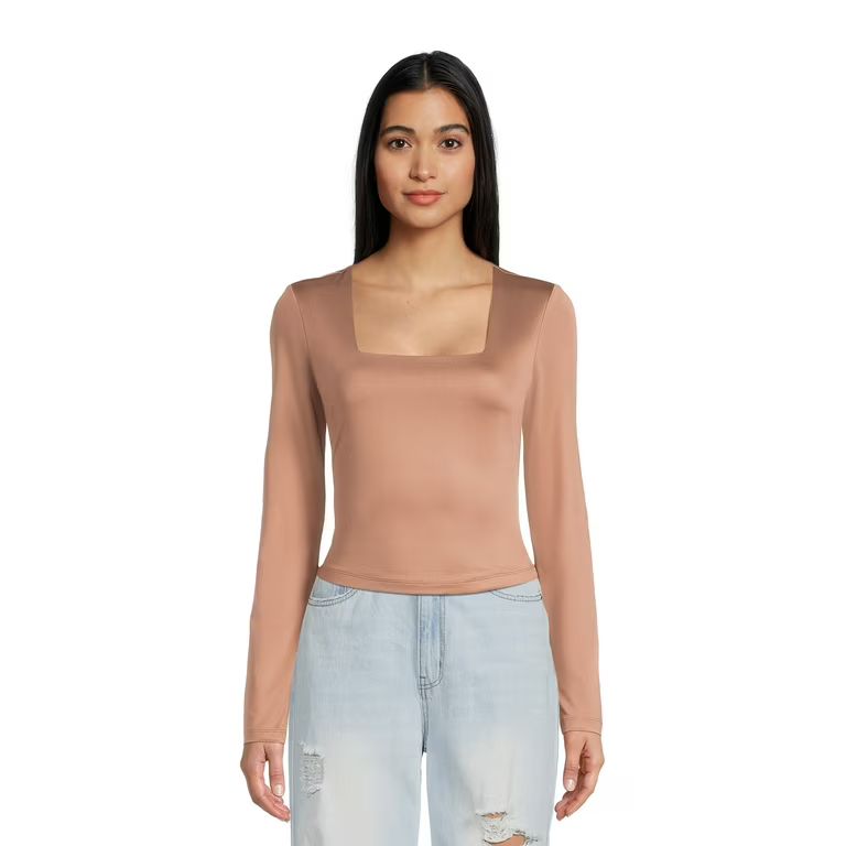 Madden NYC Juniors' Square Neck Top, Sizes XS-3XL | Walmart (US)