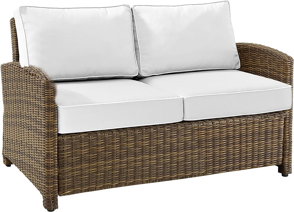 Crosley Furniture KO70022WB-WH Bradenton Outdoor Wicker Loveseat, Weathered Brown with Sunbrella ... | Amazon (US)