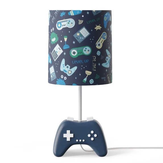 Mainstays Kids 16.5" Dark Blue Gamer Table Lamp with Glow-in-the-Dark Shade | Walmart (US)