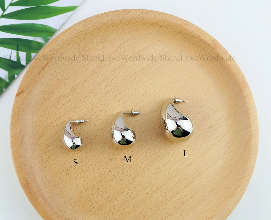 20/26/35 Mm Silver Kylie Earrings ,18k Gold Filled Chunky Vintage Gold Earrings, Chunky Dome Hoop... | Etsy (US)