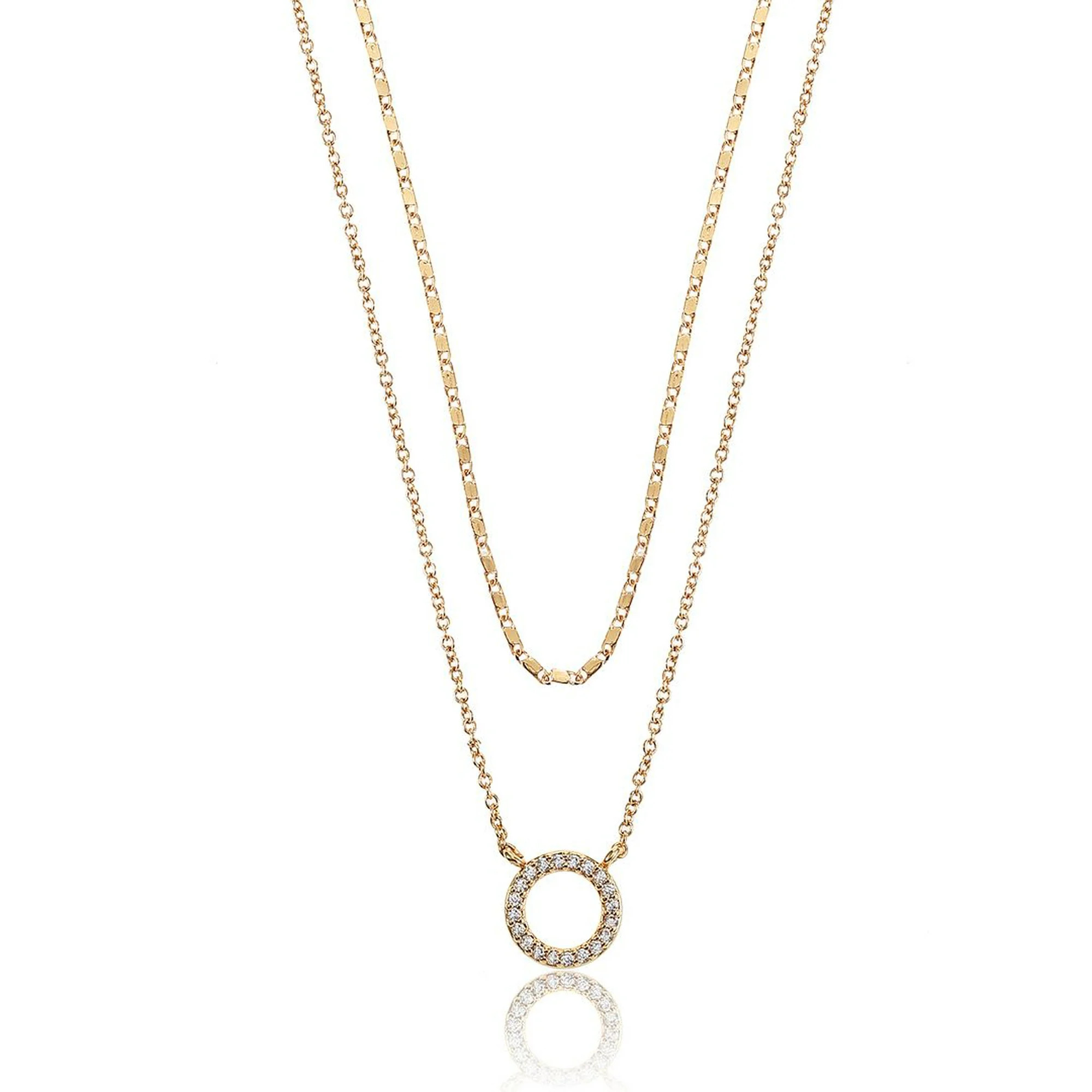 Time and Tru Women's Goldtone Open Circle Necklace Set, 2 Pieces - Walmart.com | Walmart (US)
