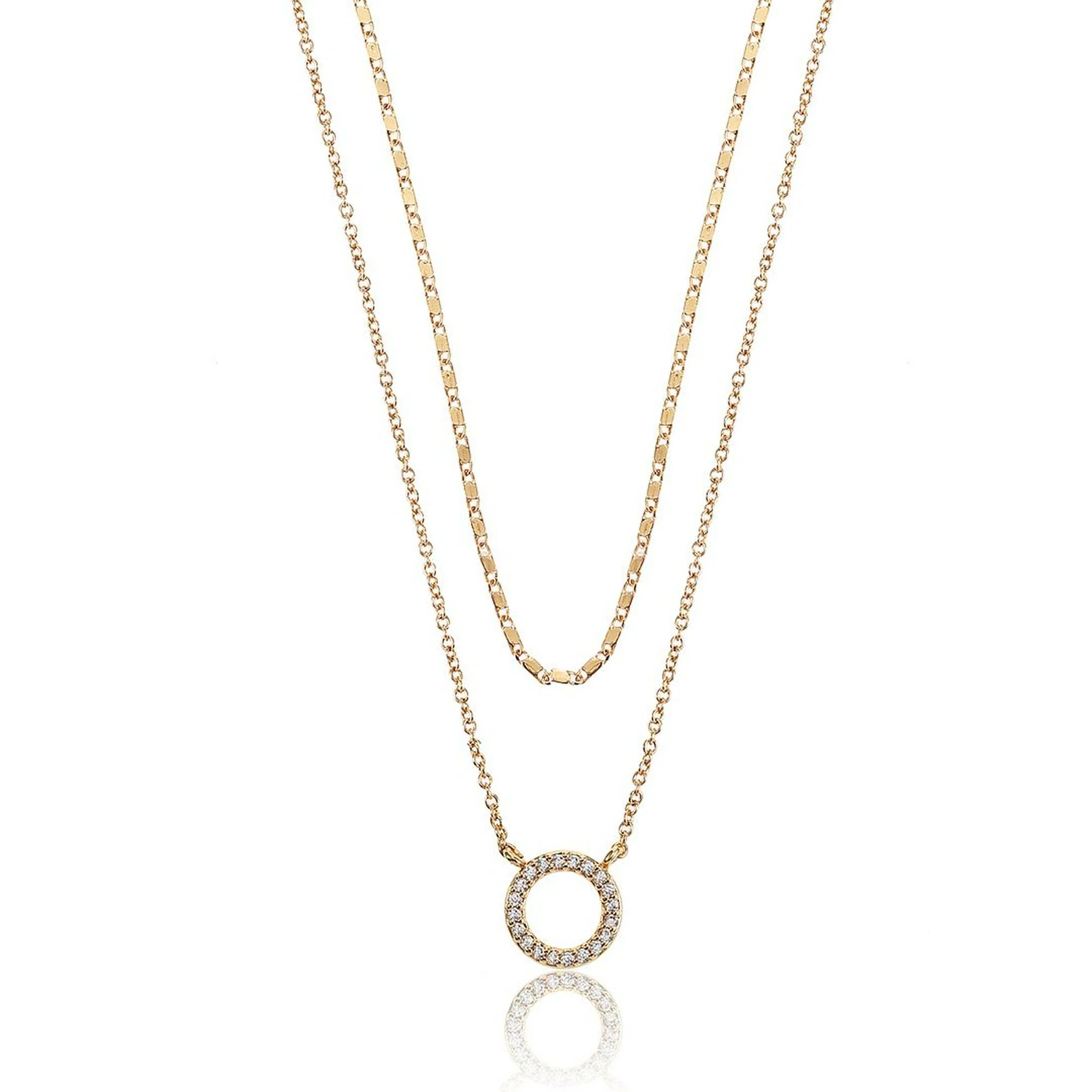 Time and Tru Women's Goldtone Open Circle Necklace Set, 2 Pieces | Walmart (US)