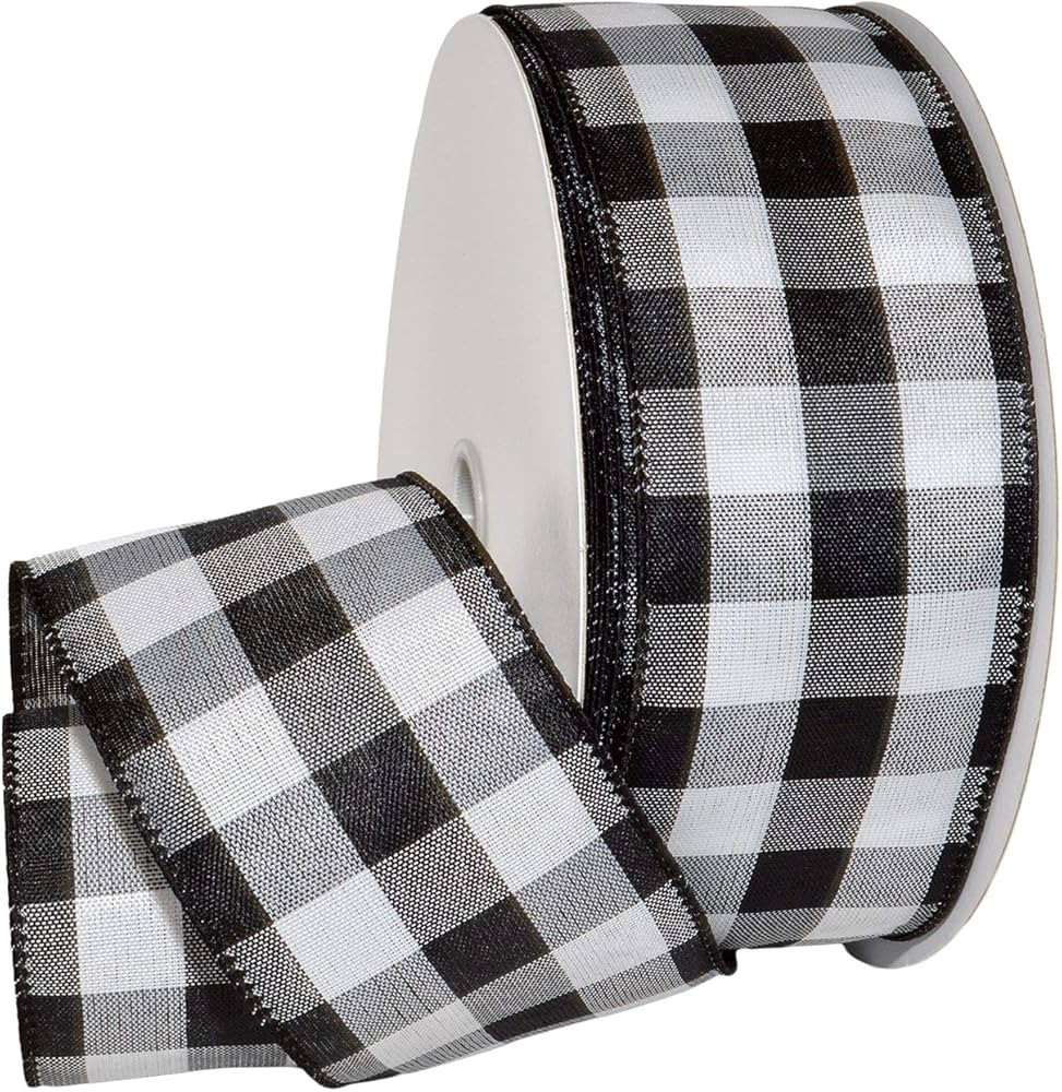 Morex Ribbon Cambridge Wired Plaid Ribbon, 1.5" x 50 yd, Black Gingham | Amazon (CA)