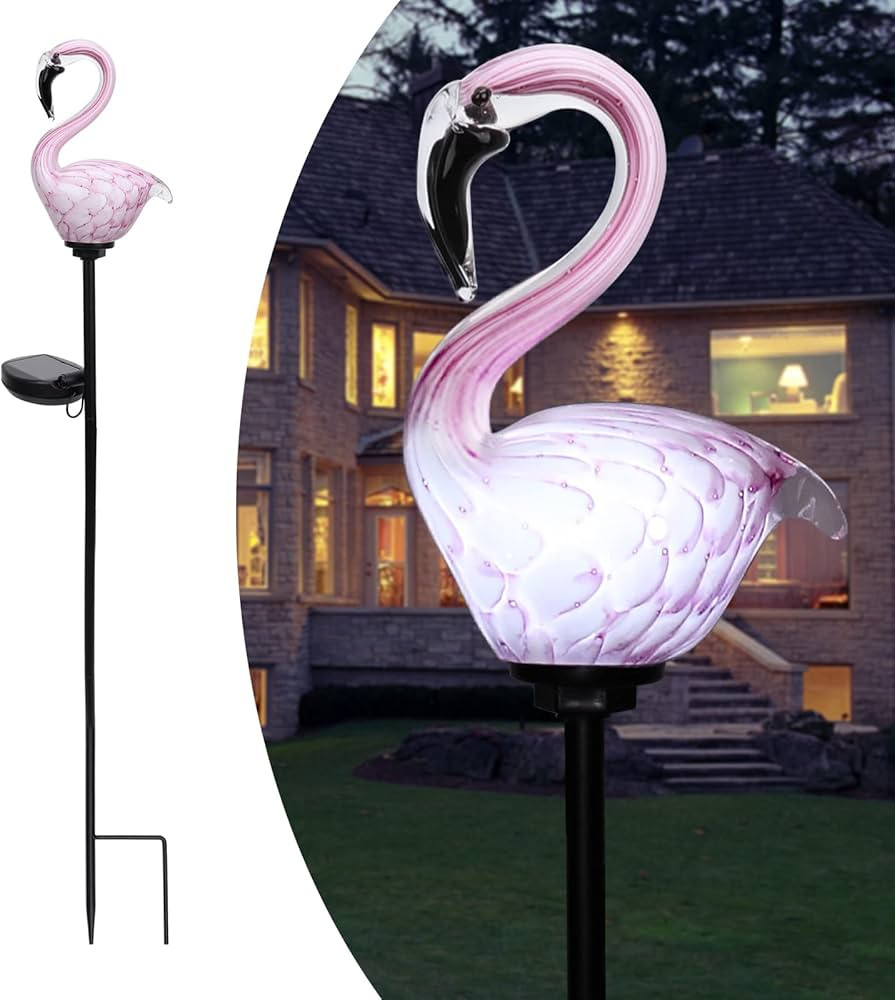 Afirst Solar Outdoor Lights Decorative - Solar Garden Stake Lights Flamingo Handblown Glass Garde... | Amazon (US)