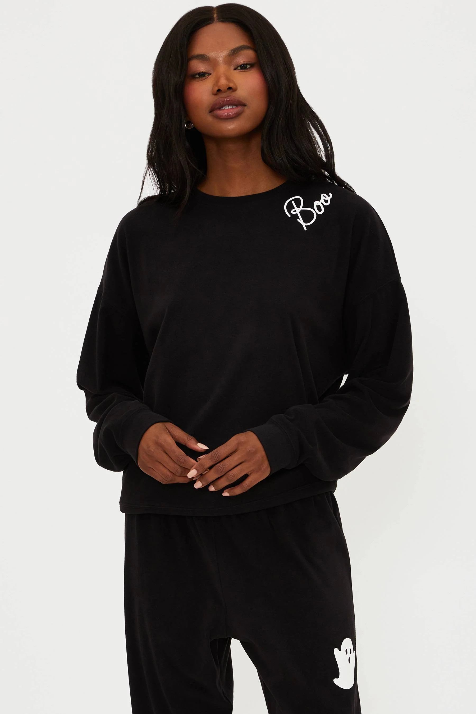 Devyn Oversized Sweatshirt Boo Black | Halloween Sweatshirt | Beach Riot | Beach Riot