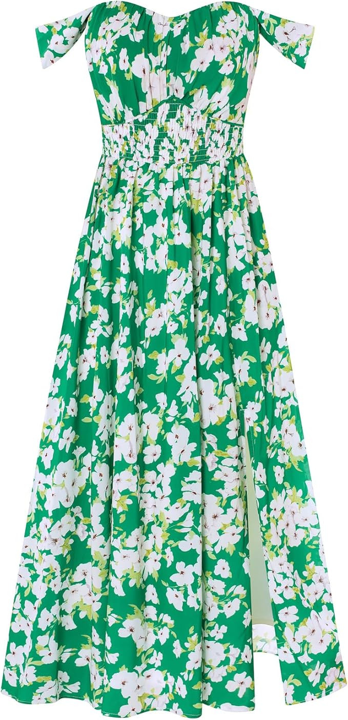 GRACE KARIN 2026 Women's Summer Floral Wedding Guest Dress,Beach Flowy A Line Maxi Off Shoulder B... | Amazon (US)
