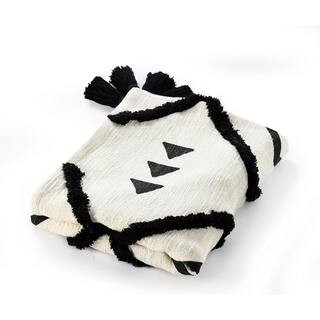 LR Home Avant Garde Black/White 50 in. x 60 in. Modern Boho Tufted Double Diamond Geometric Cotto... | The Home Depot