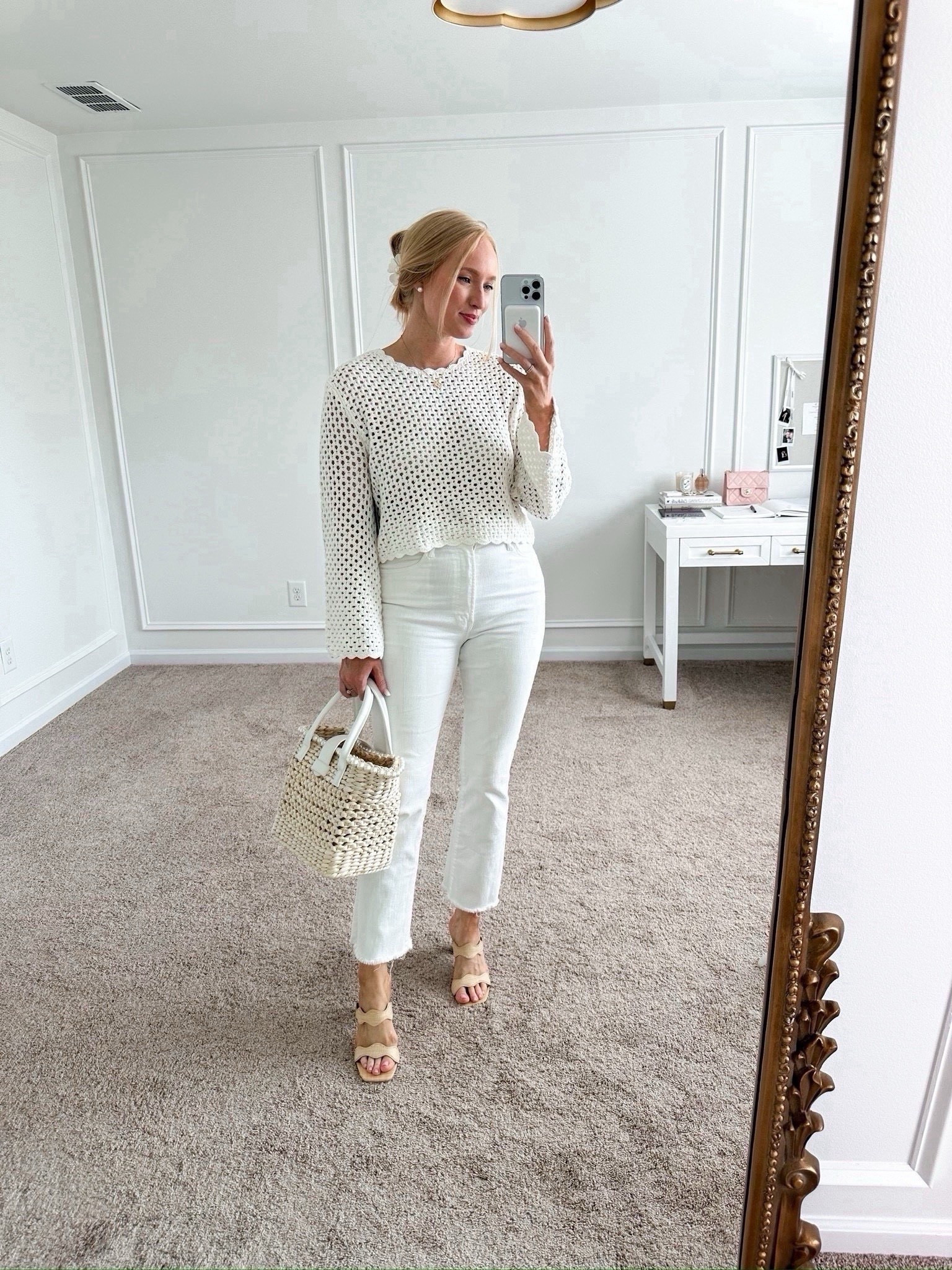 This best seller spring sweater from last year has been restocked! It goes with so much! I have them paired here with my Mother jeans. Wearing size 28 in the jeans and size small in the sweater. Spring outfits // monochromatic outfits // white jeans // spring sweaters // Nordstrom finds // Nordstrom fashion // bestsellers 

#LTKStyleTip #LTKParties #LTKSeasonal