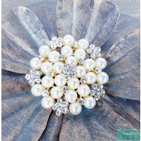 Pearl & Gold Brooch - With Pearls Rhinestone Brooches | Etsy (US)