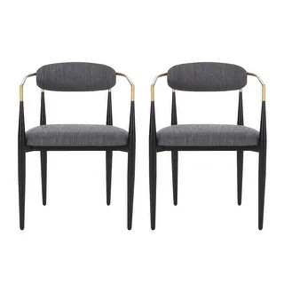 Elmore Fabric Upholstered Iron Dining Chairs (Set of 2) by Christopher Knight Home | Bed Bath & Beyond