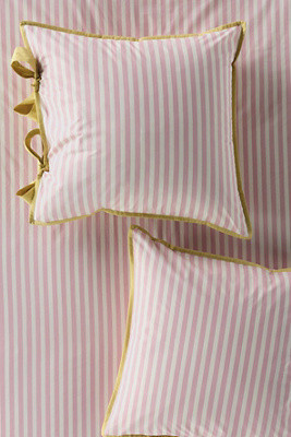 Maeve Brynne Cotton Percale Stripe Tie Printed Euro Sham | Anthropologie (US)
