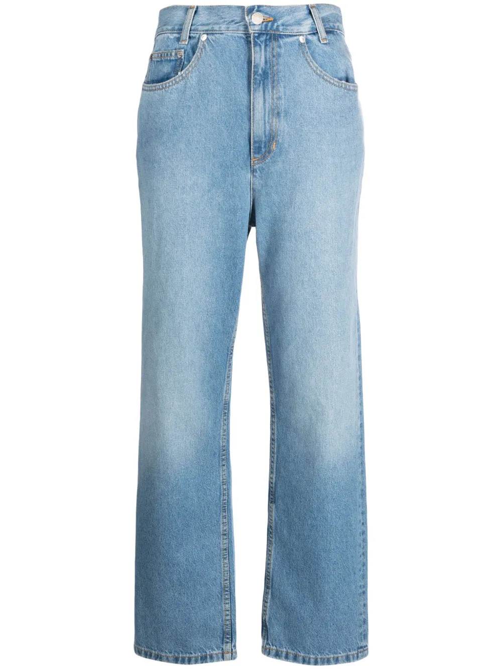 SANDRO logo-embroidered straight-leg Jeans | Blue | FARFETCH CA | Farfetch Global