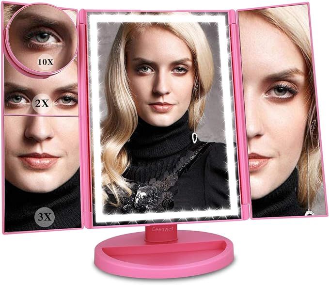 Ceenwes Upgrade Version Makeup Mirror 180°Trifold LED Vanity Mirror Adjustable Touch Screen Cosm... | Amazon (US)