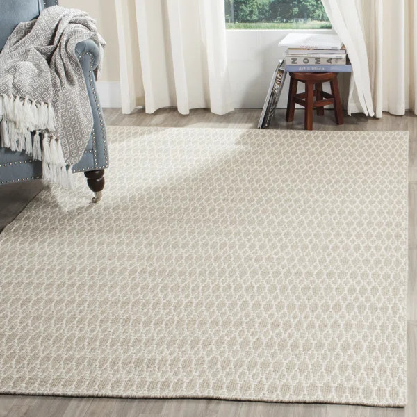 Aniwa Flat Weave Wool/Cotton Geometric Rug in Beige/Ivory | Wayfair North America