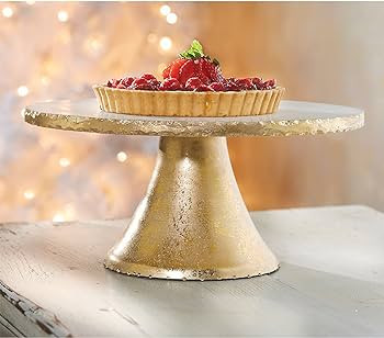 Mud Pie Marble Pedestal Cake Serving Stand, Gold | Amazon (US)