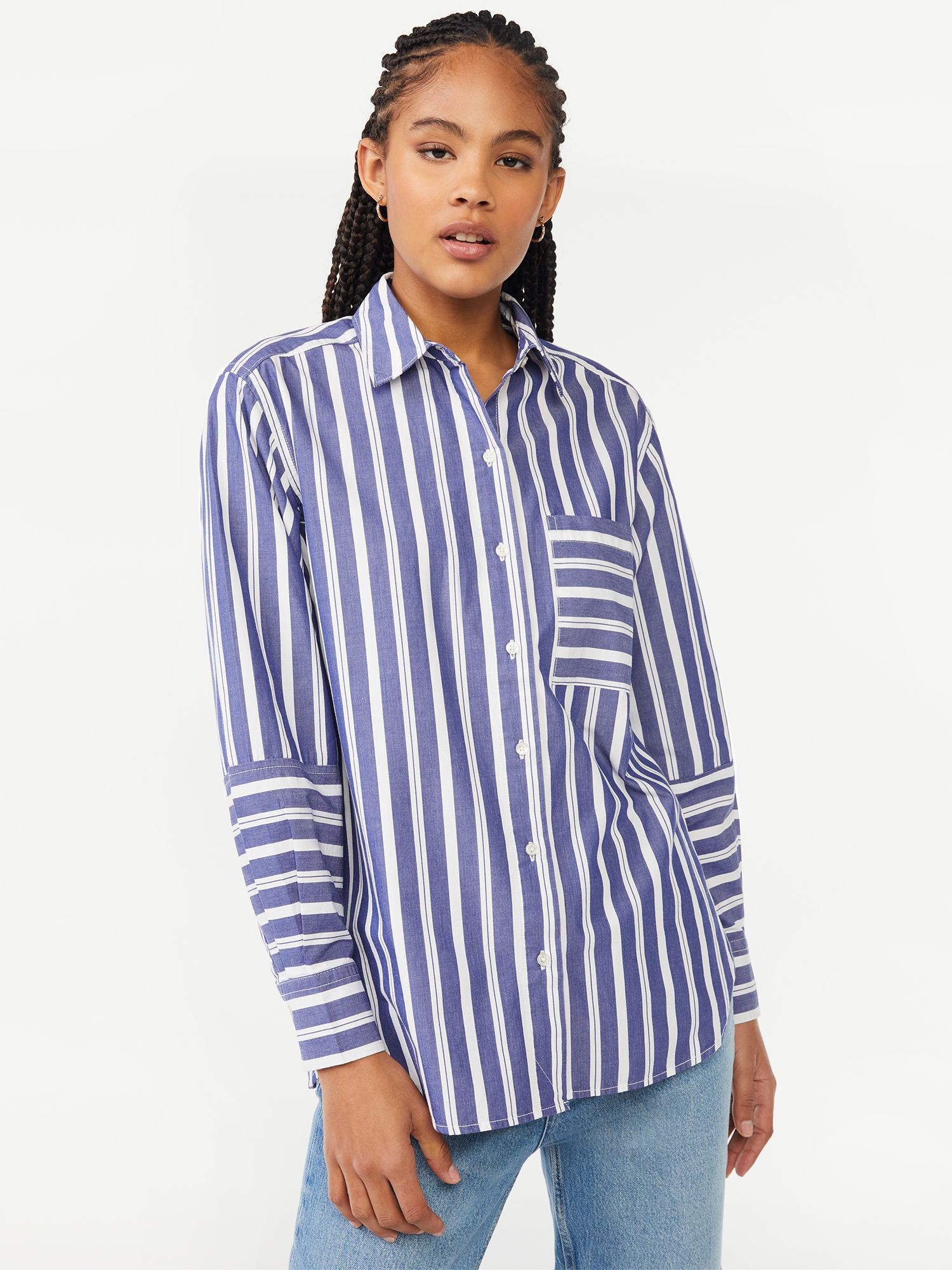 Free Assembly Women's Boxy Button Down Tunic Top - Walmart.com | Walmart (US)