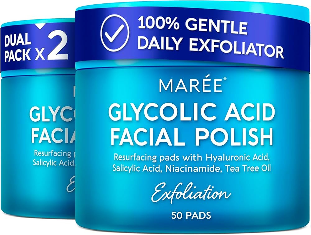 Amazon.com: MAREE Glycolic Acid Polishes 2 PACK - Toneroo Polishes for Face Cleansing - Tea Tree Oil, Salicylic Acid & Vitamins E, B3, B5 - Facial Peel & Radiance Deep Cleaning Effect : Beauty & Personal Care | Amazon (US)