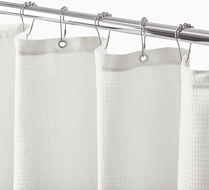 mDesign Extra Long Hotel Quality Polyester/Cotton Blend Fabric Shower Curtain, Rustproof Metal Gr... | Amazon (CA)
