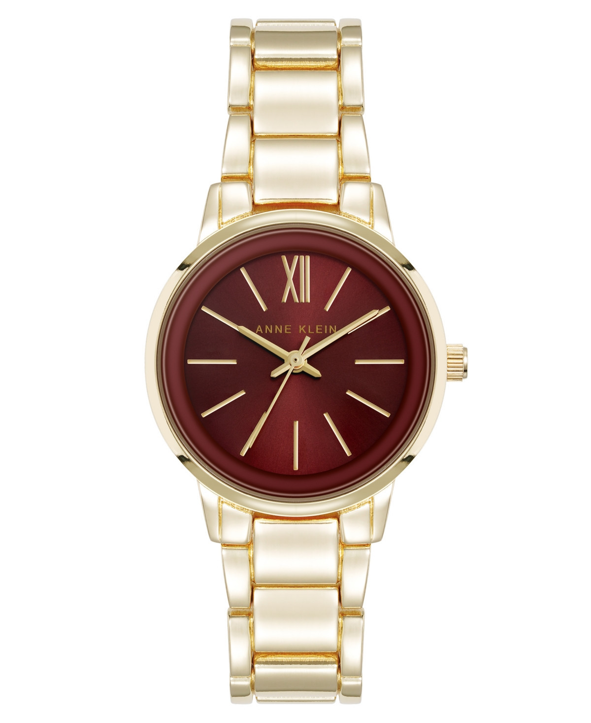 Anne Klein Women's Quartz Minimalist Burgundy and Gold-Tone Alloy Metal Watch, 32mm - Burgundy/Gold-Tone | Macy's