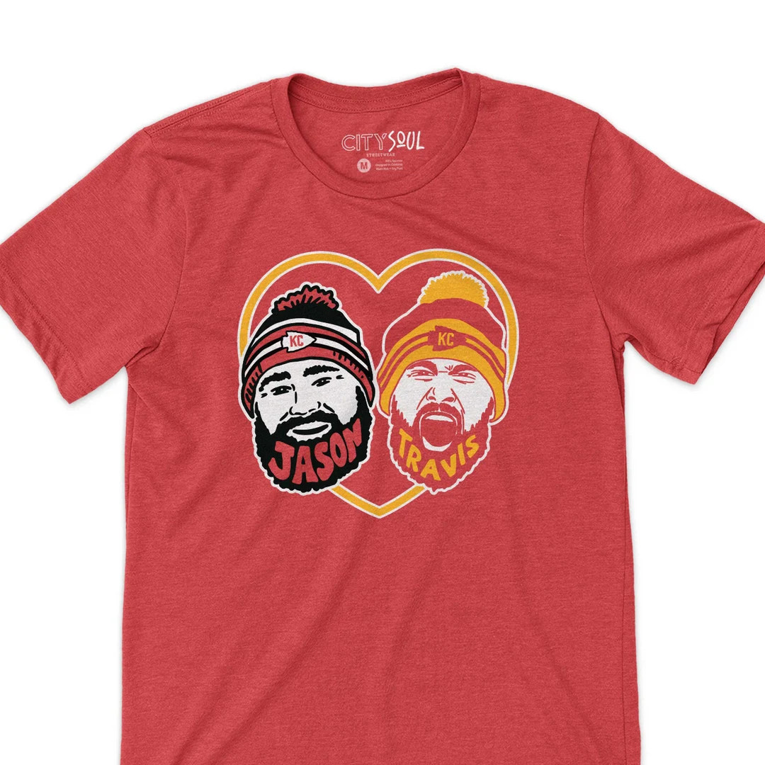 Kansas City Football Kelce Brothers Love Jason and Travis Brothers Art Shirt Kc Football Shirts F... | Etsy (US)