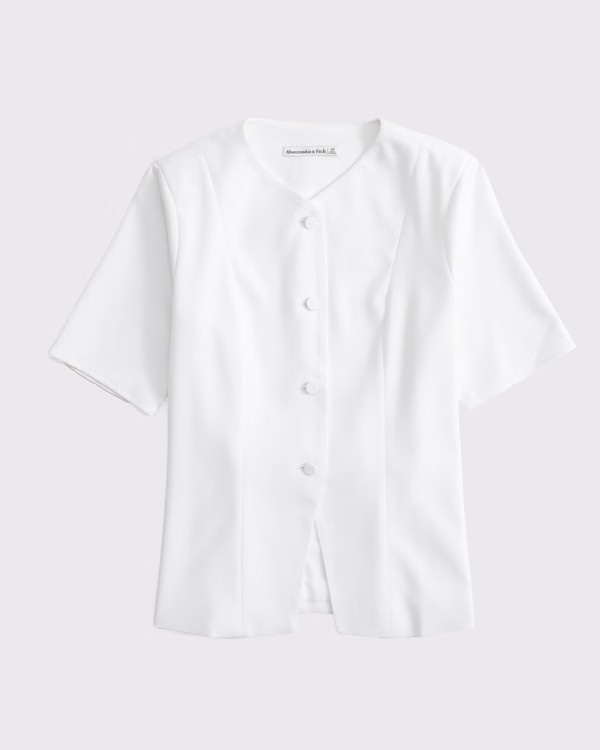 Women's Short-Sleeve Tailored Vest Top | Women's Tops | Abercrombie.com | Abercrombie & Fitch (US)