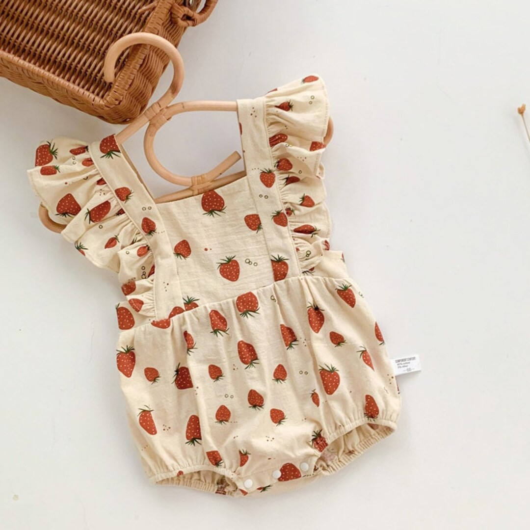 Strawberry Romper Sleeveless Vest, Baby Toddler Girls Clothing Set, Baby Girl Clothes, Toddler Gi... | Etsy (US)